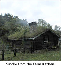 Smoke from the farm kitchen