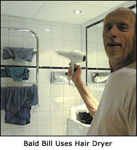 Bald Bill Uses Hair Dryer